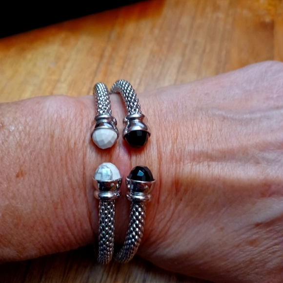 NWOT SET OF 2 STERLING SILVER GEMSTONE CUFFS - Picture 1 of 5